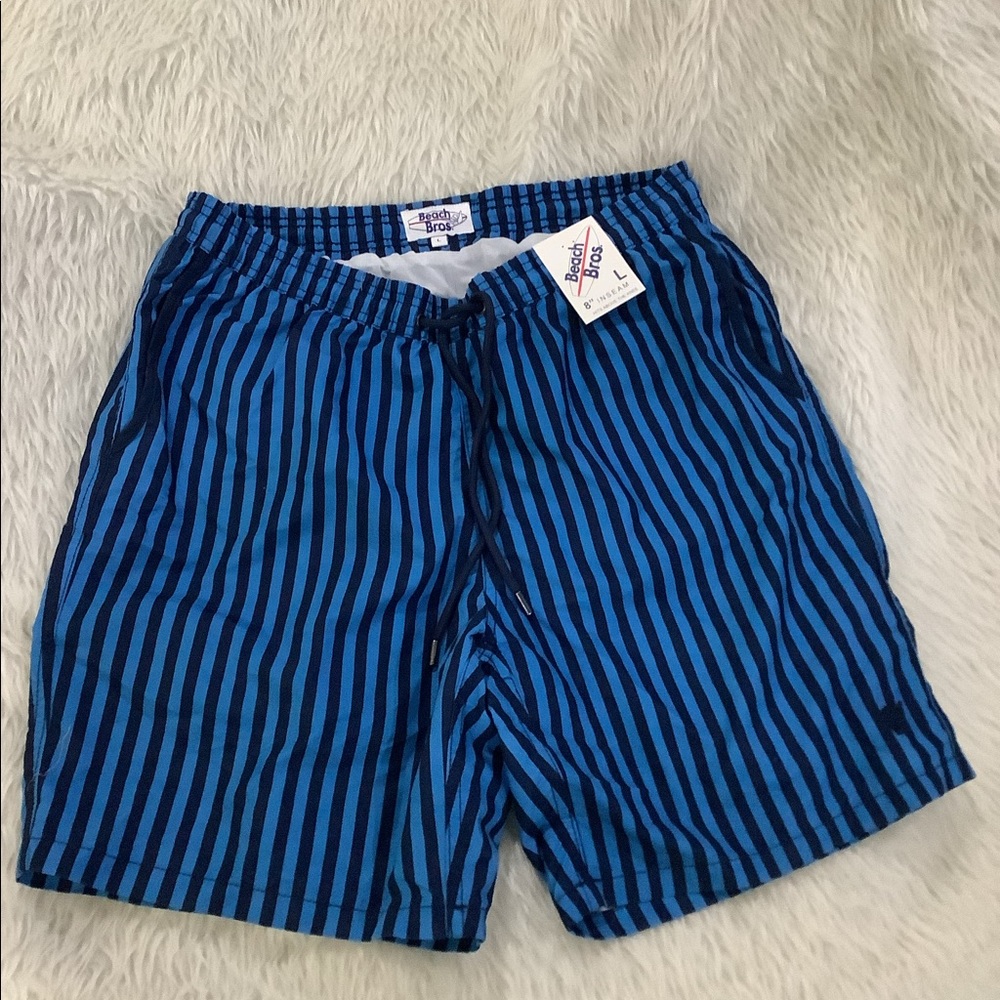 Beach Bros Blue stripe Swim summer beach  Shorts Trunks